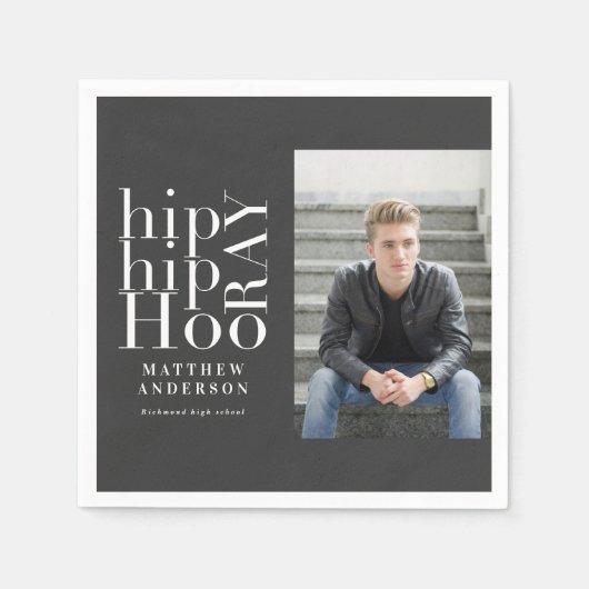Hip hip hooray fotograduatie party servet (Voorkant)