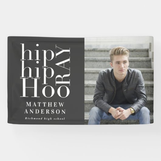 Hip hip hooray fotograduatie party spandoek (Horizontaal)