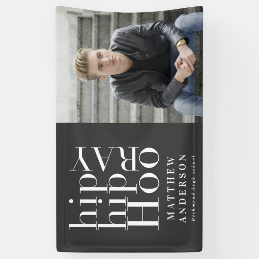 Hip hip hooray fotograduatie party spandoek (Verticaal)