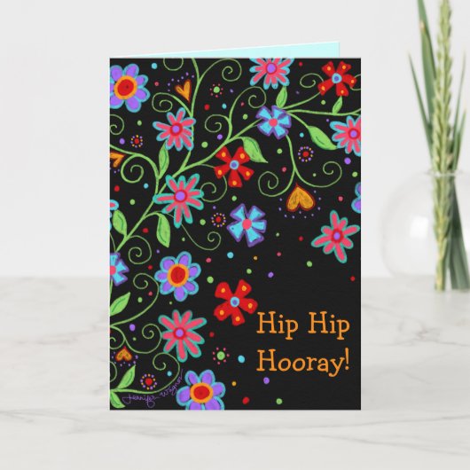 Hip Hip Hooray Fun Floral Kaart (Voorkant)