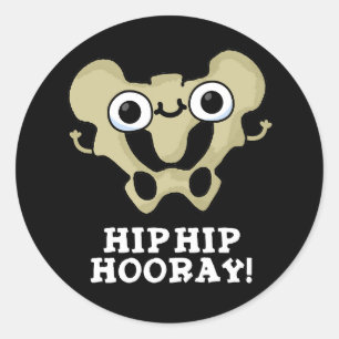 Hip Hip Hooray Funny Anatomy Pun Dark BG Ronde Sticker