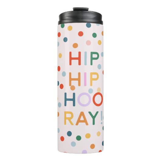 Hip Hip Hooray Gefeliciteerd Afstudeerder Verjaard Thermosbeker (Voorkant)