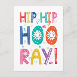 Hip Hip Hooray Gefeliciteerd met decoratief letter Briefkaart