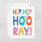 Hip Hip Hooray Gefeliciteerd met decoratieve lette Briefkaart (Voorkant / Achterkant)