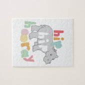 Hip Hip Hooray Gray Hippo Tekening Cute Animal Art Legpuzzel (Horizontaal)