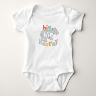 Hip Hip Hooray Gray Hippo Tekening Romper