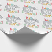 Hip Hip Hooray Grijs Hippo Tekening Leuke Dierlijk Cadeaupapier (Hoek)