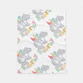 Hip Hip Hooray Grijs Hippo Tekening Leuke Dierlijk Fleece Deken (Voorkant)