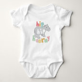 Hip Hip Hooray Grijs Hippo Tekening Leuke Dierlijk Romper (Voorkant)