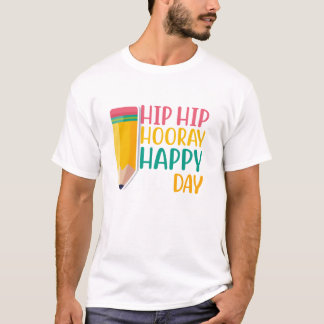 Hip Hip Hooray Happy 100th Day Funny School Docent T-shirt