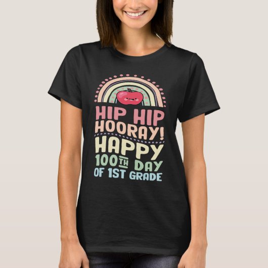 Hip Hip Hooray Happy 100th Day Of 1st Grade Bohemi T-shirt (Voorkant)
