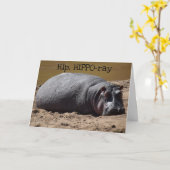 Hip Hip Hooray Hippo Birthday Kaart (Gele Bloem)