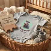 "Hip-Hip-Hooray!" Hippo Personalized Baby Bodysuit