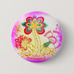 hip hippie-stijl roze palmknoop ronde button 5,7 cm