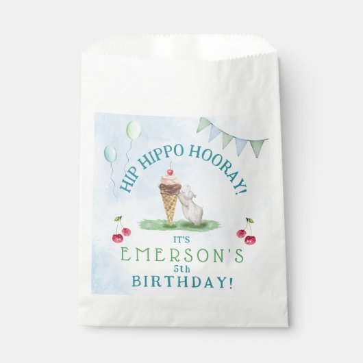 Hip Hippo Hoera verjaardagsfeestje Bedankzakje (Voorkant)