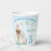 Hip Hippo Hoera verjaardagsfeestje Papieren Bekers (Voorkant)