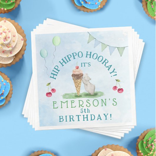 Hip Hippo Hoera verjaardagsfeestje Servet