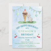 Hip Hippo Hoera verjaardagsfeestje uitnodiging (Voorkant)