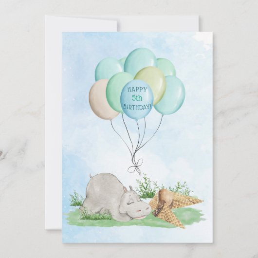 Hip Hippo Hoera verjaardagsfeestje uitnodiging (Achterkant)