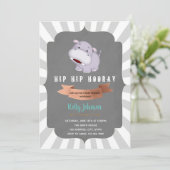 Hip hippo horay baby shower uitnodiging (Staand voorkant)