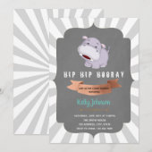 Hip hippo horay baby shower uitnodiging (Voorkant / Achterkant)