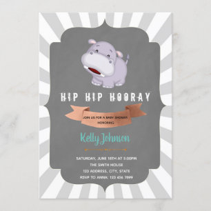 Hip hippo horay baby shower uitnodiging