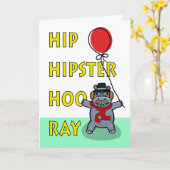 Hip Hipster Hoera Verjaardag, Hippo Kaart (Gele Bloem)