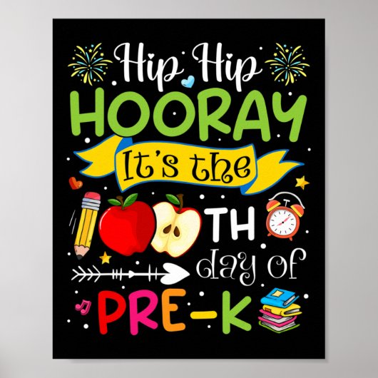 Hip Hooray Het is de 100ste dag van Pre-K Teacher Poster (Voorkant)