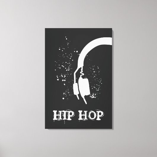 Hip Hop Abstracte hoofdtelefoon grafisch omgekeerd Canvas Afdruk (Voorkant)