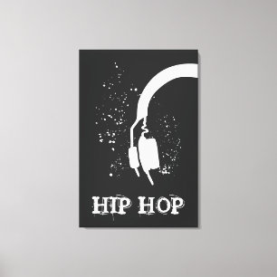 Hip Hop Abstracte hoofdtelefoon grafisch omgekeerd Canvas Afdruk