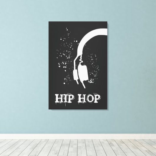 Hip Hop Abstracte hoofdtelefoon grafisch omgekeerd Canvas Afdruk (Insitu (Houten vloer))