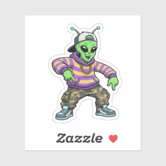 Hip Hop Alien Sticker (Vel)