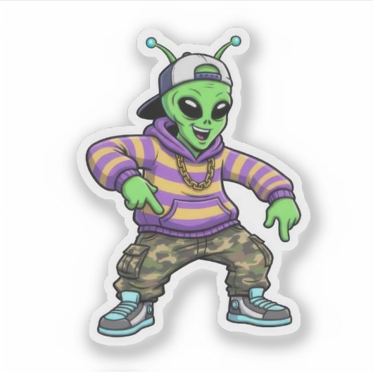 Hip Hop Alien Sticker (Voorkant)