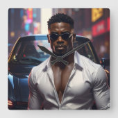 Hip Hop - American Rap Star -  Vierkante Klok (Voorkant)