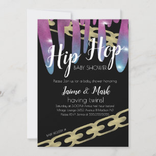 Hip Hop Baby Shower Nep Glitter Roze Druipend Kaart