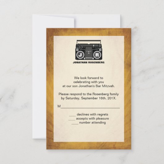 Hip Hop Bar Mitzvah RSVP Reply Card (Voorkant)