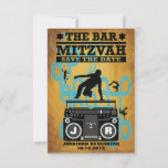 Hip Hop Bar Mitzvah sparen de Datum Save The Date<br><div class="desc">Het is aan. De pers speelt en brengt uw bewegingen aan de Bema. Dit sparen de datumuitnodiging is perfect voor hiphop, rap, dans of muzieknobbel mitzvahs. Een oude schoolboombox is het middelpunt van B Boys en B Girls om het heen - in verschillende danshoudingen. Een retroblauw patroon windt zijn weg...</div>