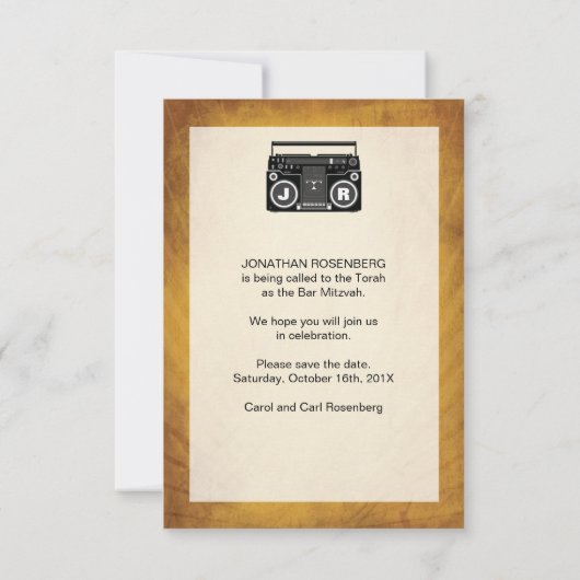 Hip Hop Bar Mitzvah sparen de Datum Save The Date (Achterkant)