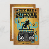 Hip Hop Bar Mitzvah sparen de Datum Save The Date (Voorkant / Achterkant)