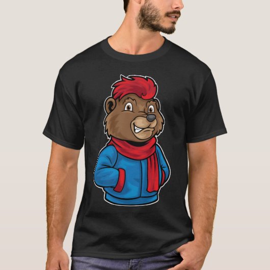 Hip Hop Bear Funky Urban Cartoon Illustration retr T-shirt (Voorkant)