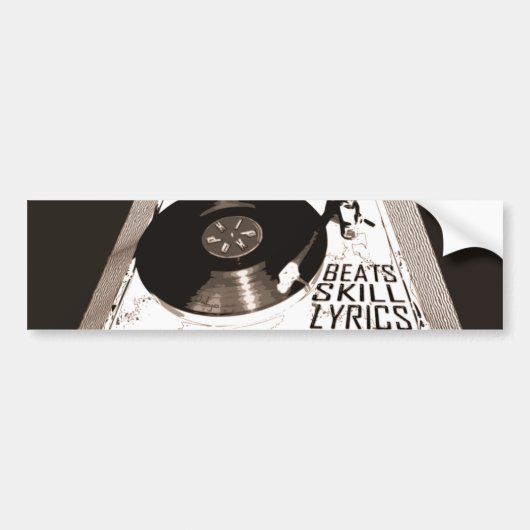 HIP HOP BEATT SKILL LYRICS OP PLATENSPELER BUMPERSTICKER (Voorkant)