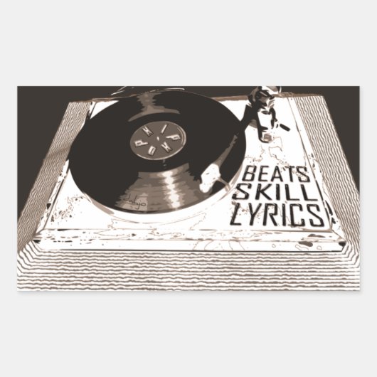 HIP HOP BEATT SKILL LYRICS OP PLATENSPELER RECHTHOEKIGE STICKER (Voorkant)