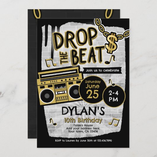 Hip Hop Birthday Kaart (Voorkant / Achterkant)