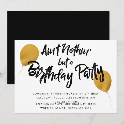 Hip Hop Birthday Party Invitation Kaart (Voorkant / Achterkant)