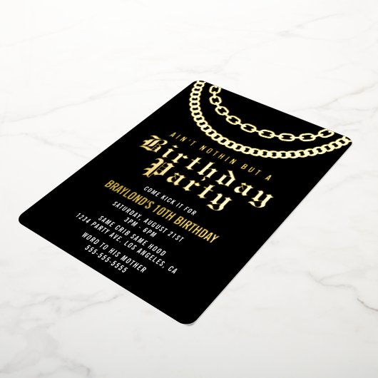 Hip Hop Birthday Uitnodiging met Real Folie (Gedraaid)