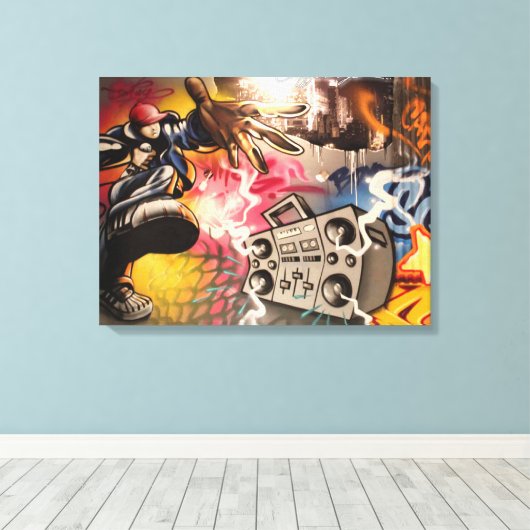 Hip Hop Boombox Graffiti Canvas Afdruk (Insitu (Houten vloer))