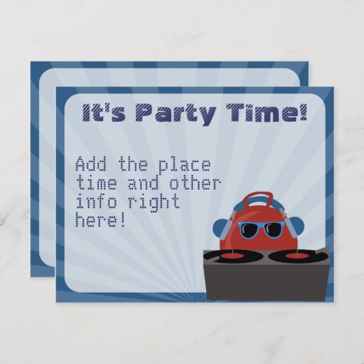 Hip Hop Bouncy Ball DJ Party Kaart (Voorkant / Achterkant)