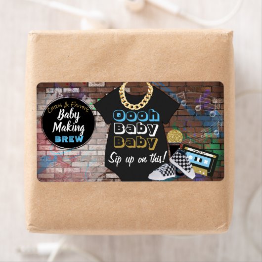 Hip Hop {BOY} Baby shower Mini Champagne Labels (Insitu)