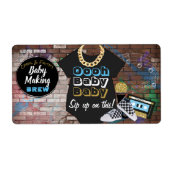 Hip Hop {BOY} Baby shower Mini Champagne Labels (Voorkant)