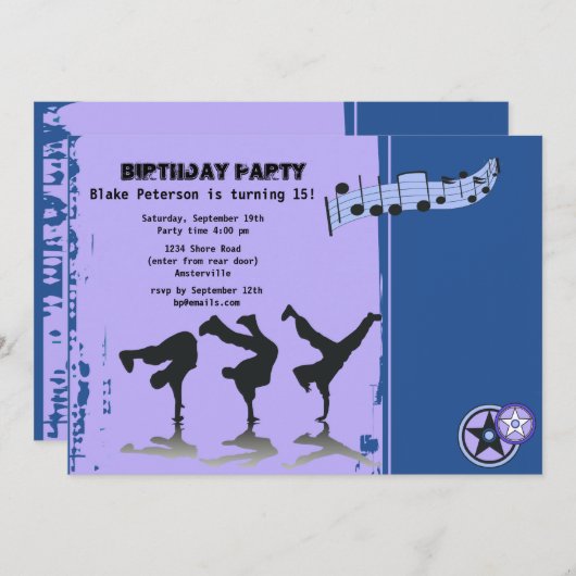 Hip Hop Boys Uitnodiging (Voorkant / Achterkant)